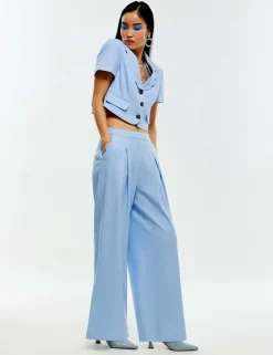 Linen Rich Scallop Wide Leg Trousers