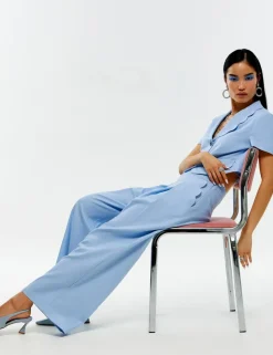 Linen Rich Scallop Wide Leg Trousers