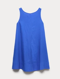 Linen Rich Scoop Neck Mini Swing Dress