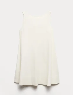 Linen Rich Scoop Neck Mini Swing Dress