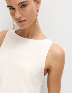 Linen Rich Scoop Neck Mini Swing Dress