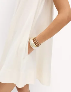 Linen Rich Scoop Neck Mini Swing Dress