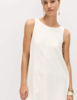Linen Rich Scoop Neck Mini Swing Dress