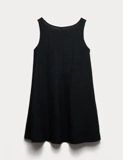 Linen Rich Scoop Neck Mini Swing Dress