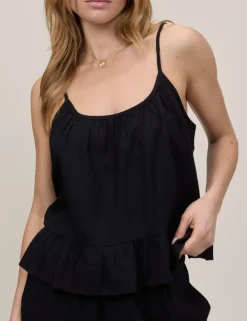 Linen Rich Scoop Neck Vest Top