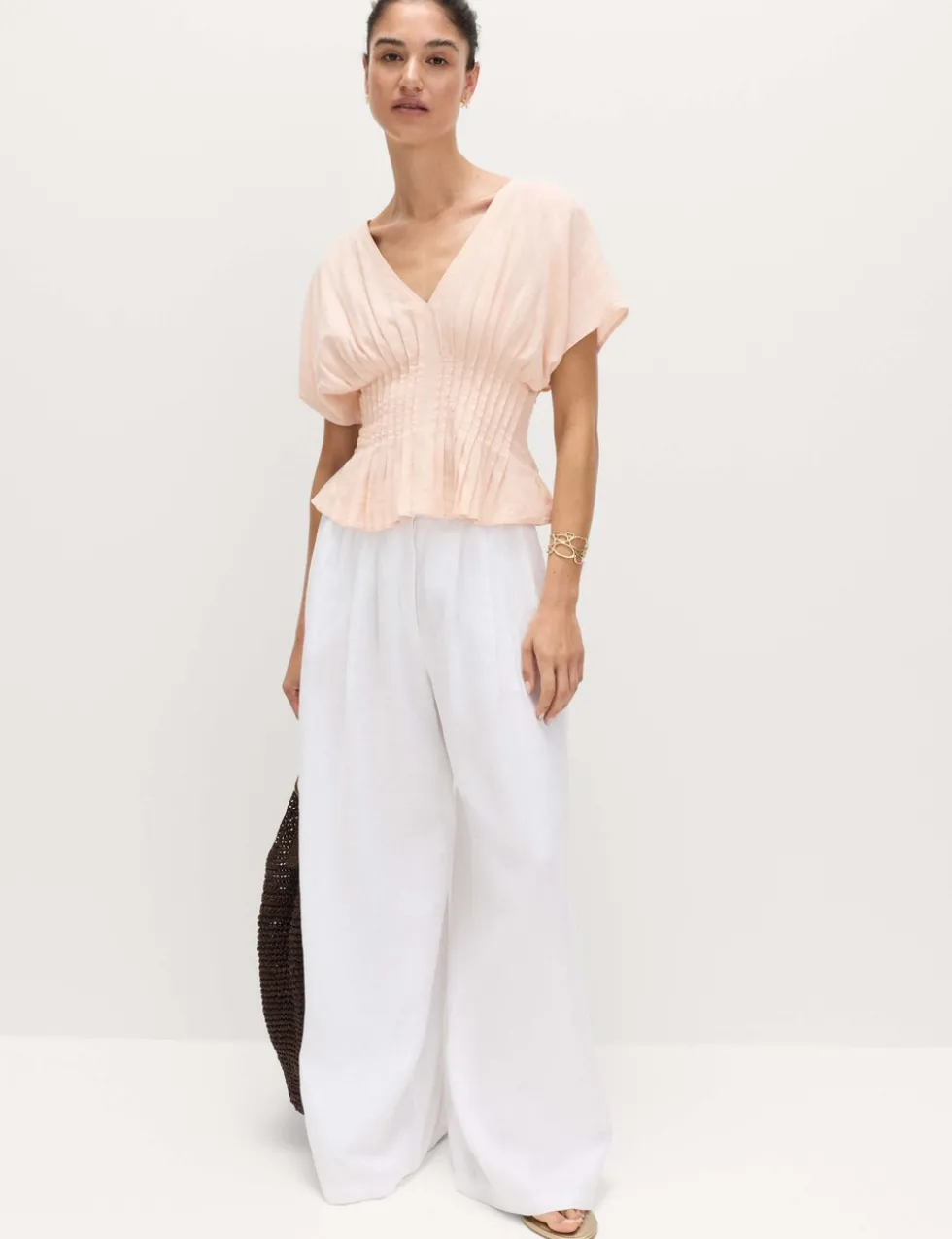 Linen Rich Seam Detail Waisted Top