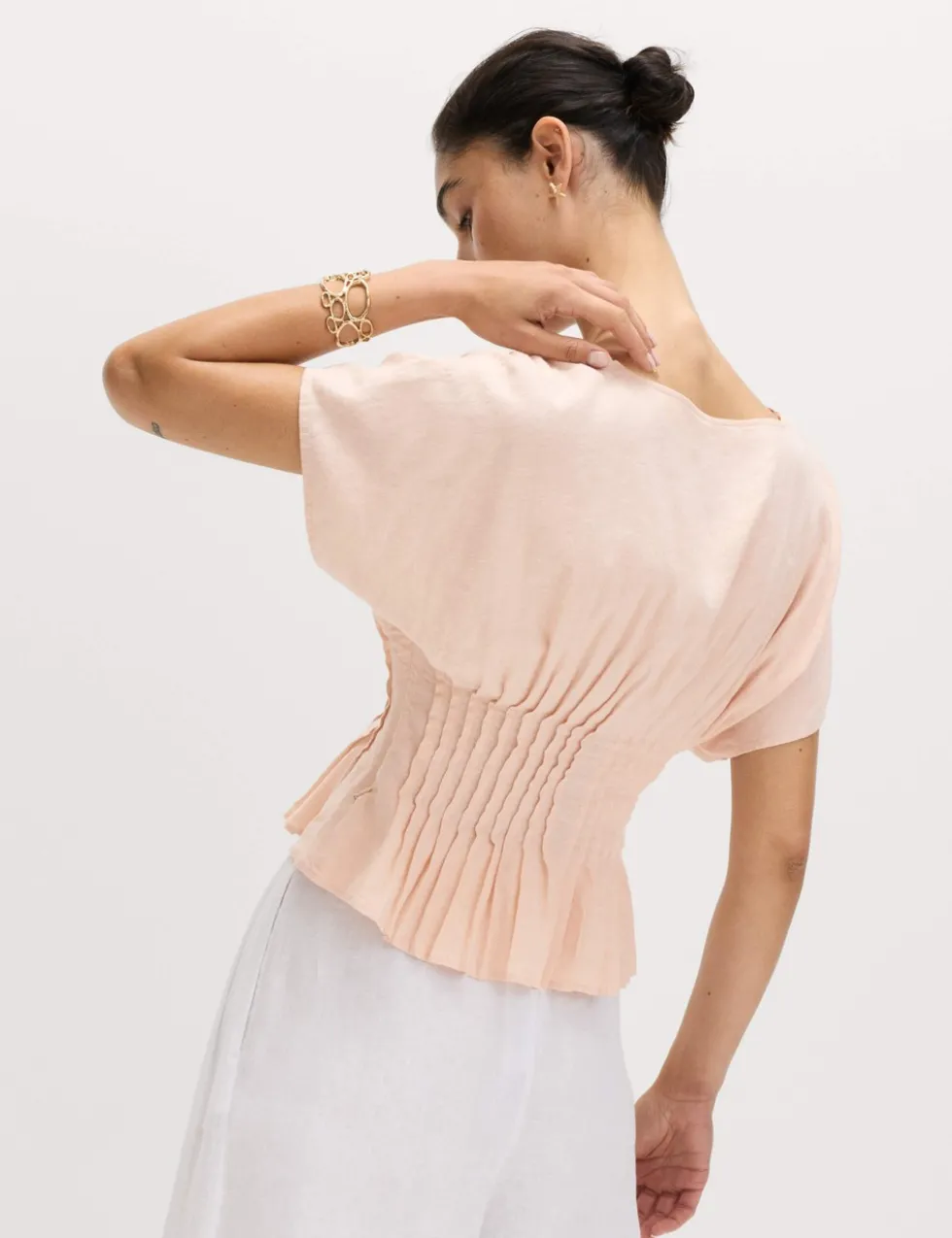 Linen Rich Seam Detail Waisted Top