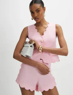 Linen Rich Single Breasted Cropped Waistcoat