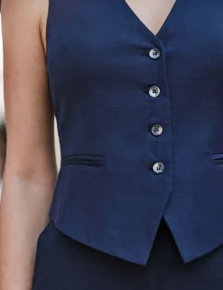 Linen Rich Slim Single Breasted Waistcoat