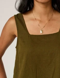 Linen Rich Square Neck Crop Top