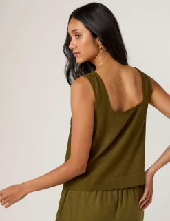 Linen Rich Square Neck Crop Top