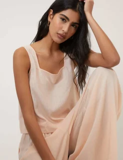 Linen Rich Square Neck Crop Top