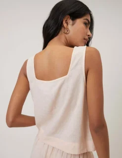 Linen Rich Square Neck Crop Top