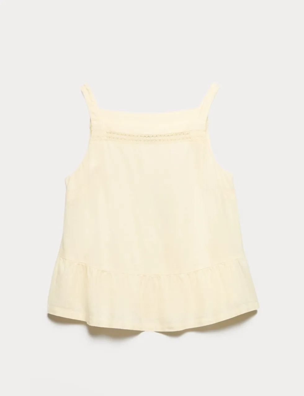 Linen Rich Square Neck Lace Insert Top