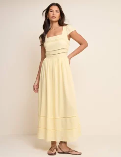 Linen Rich Square Neck Midaxi Skater Dress