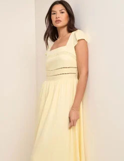 Linen Rich Square Neck Midaxi Skater Dress