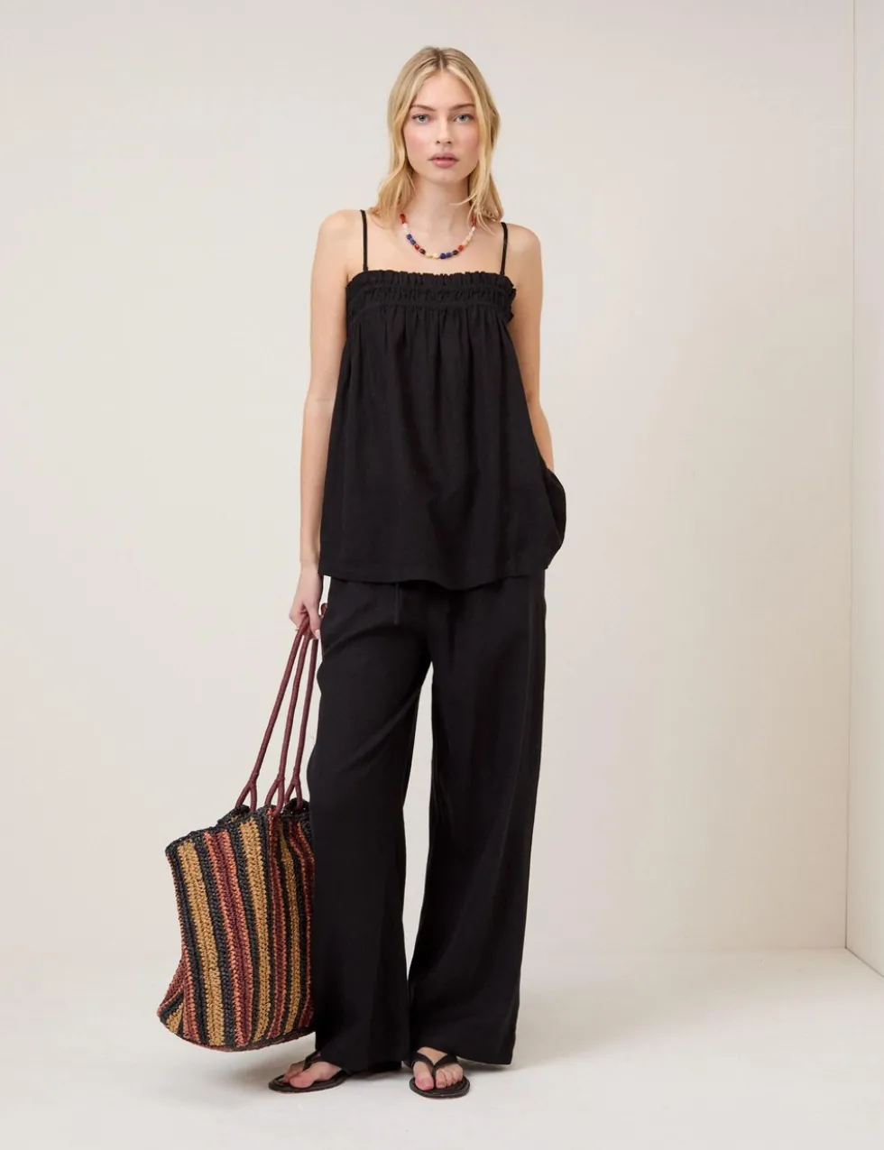 Linen Rich Square Neck Relaxed Cami Top