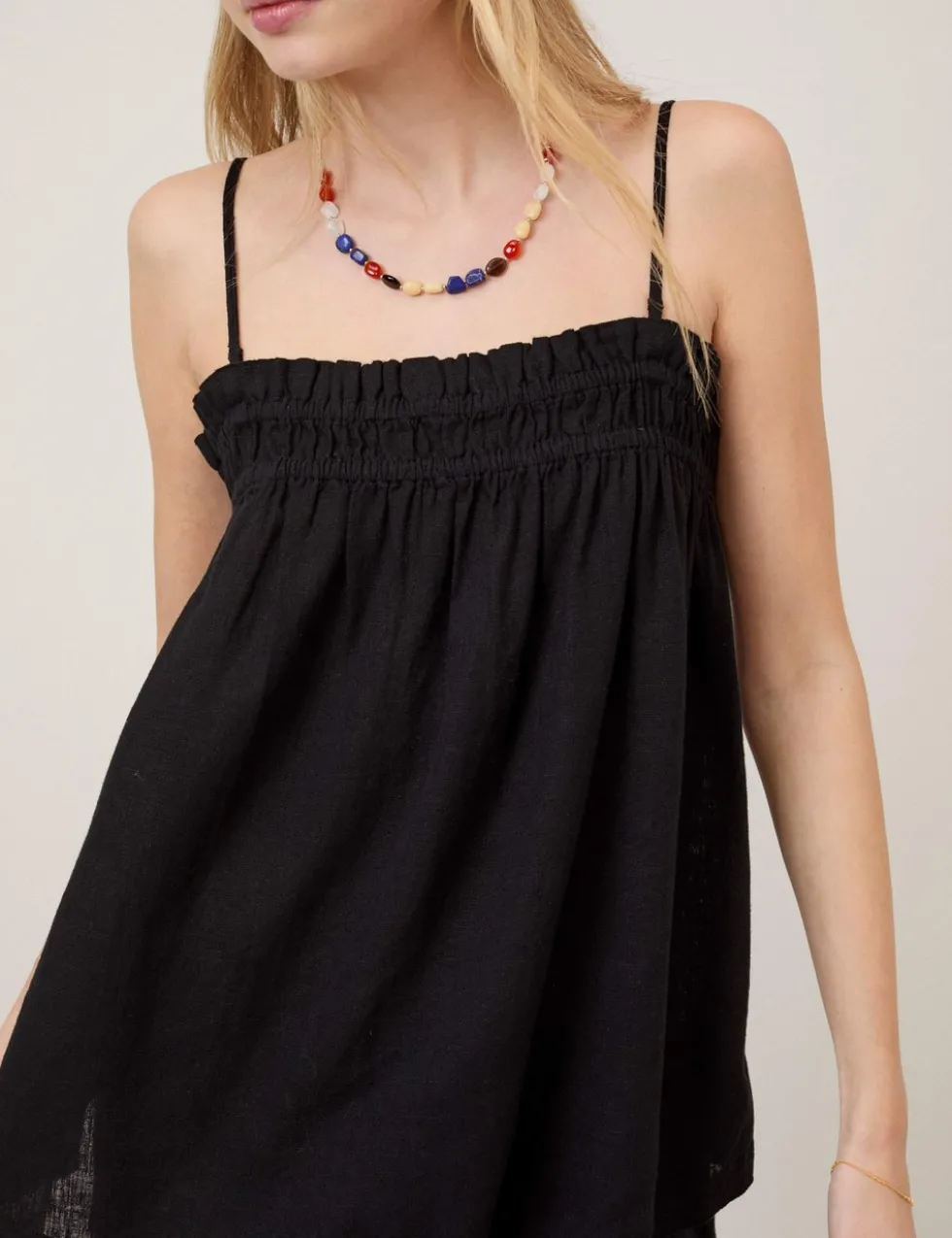 Linen Rich Square Neck Relaxed Cami Top
