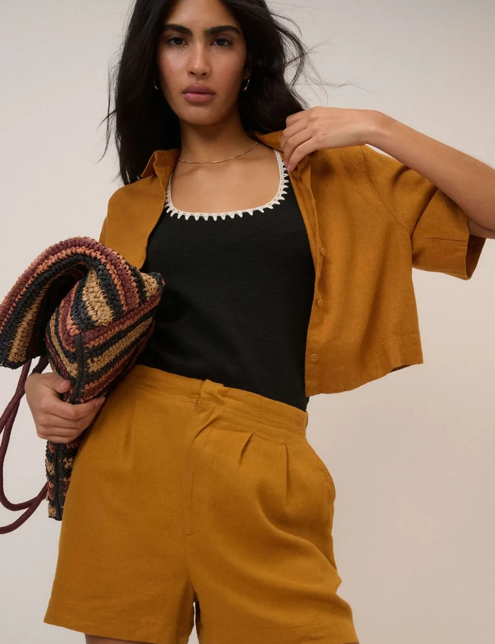 Linen Rich Square Neck Top