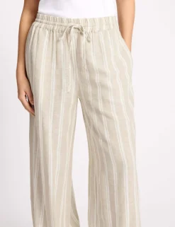 Linen Rich Striped Balloon Trousers
