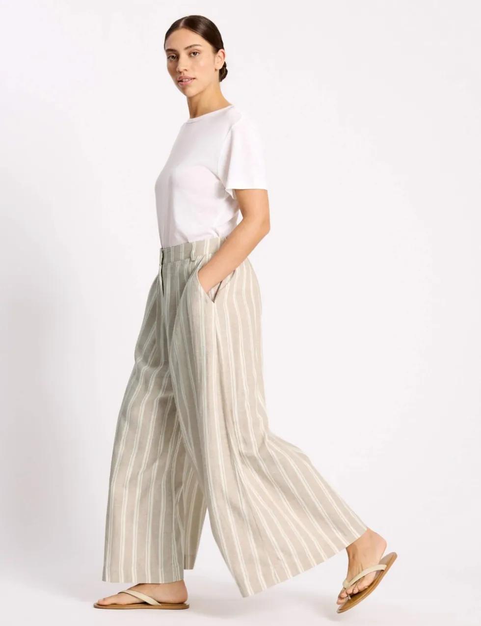 Linen Rich Striped Culottes