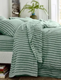 Linen Rich Striped Flat Sheet