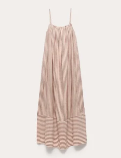 Linen Rich Striped Maxi Slip Dress