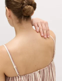 Linen Rich Striped Maxi Slip Dress