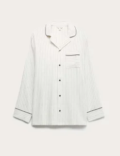 Linen Rich Striped Pyjama Top