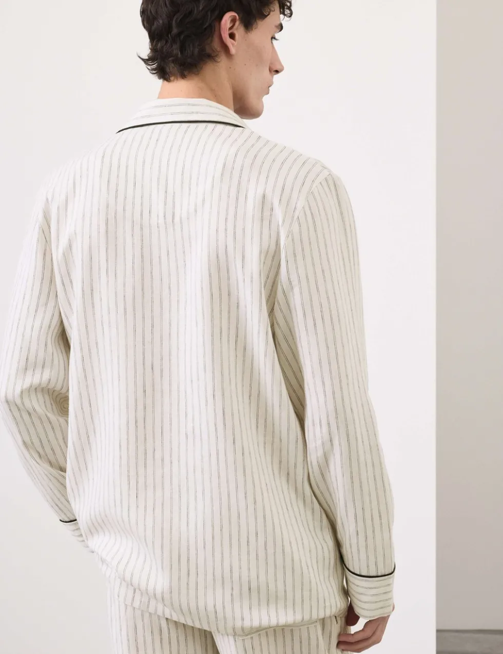 Linen Rich Striped Pyjama Top