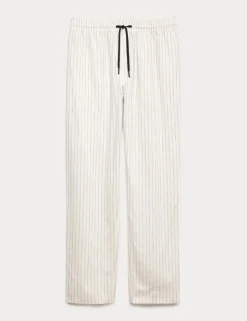 Linen Rich Striped Pyjama Bottoms