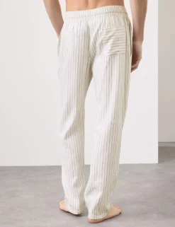 Linen Rich Striped Pyjama Bottoms