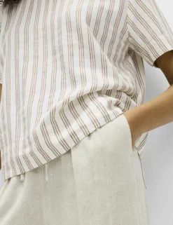Linen Rich Striped Relaxed T-Shirt