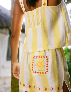 Linen Rich Striped Shortie Set