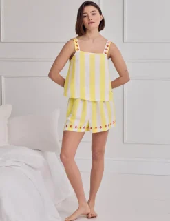 Linen Rich Striped Shortie Set