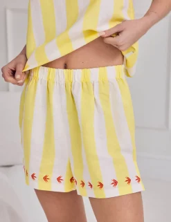 Linen Rich Striped Shortie Set