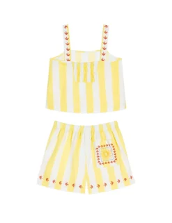 Linen Rich Striped Shortie Set