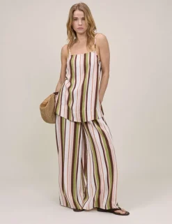 Linen Rich Striped Square Neck Cami Top