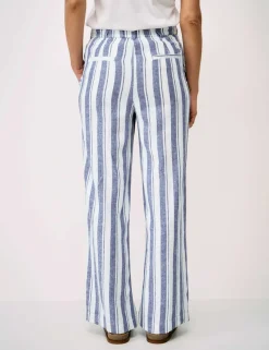 Linen Rich Striped Wide Leg Trousers