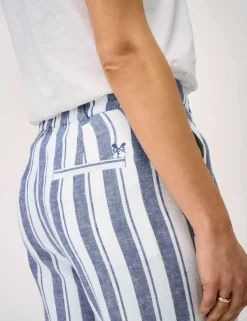 Linen Rich Striped Wide Leg Trousers