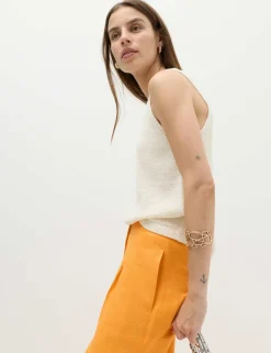 Linen Rich Tailored Wide Leg Trousers