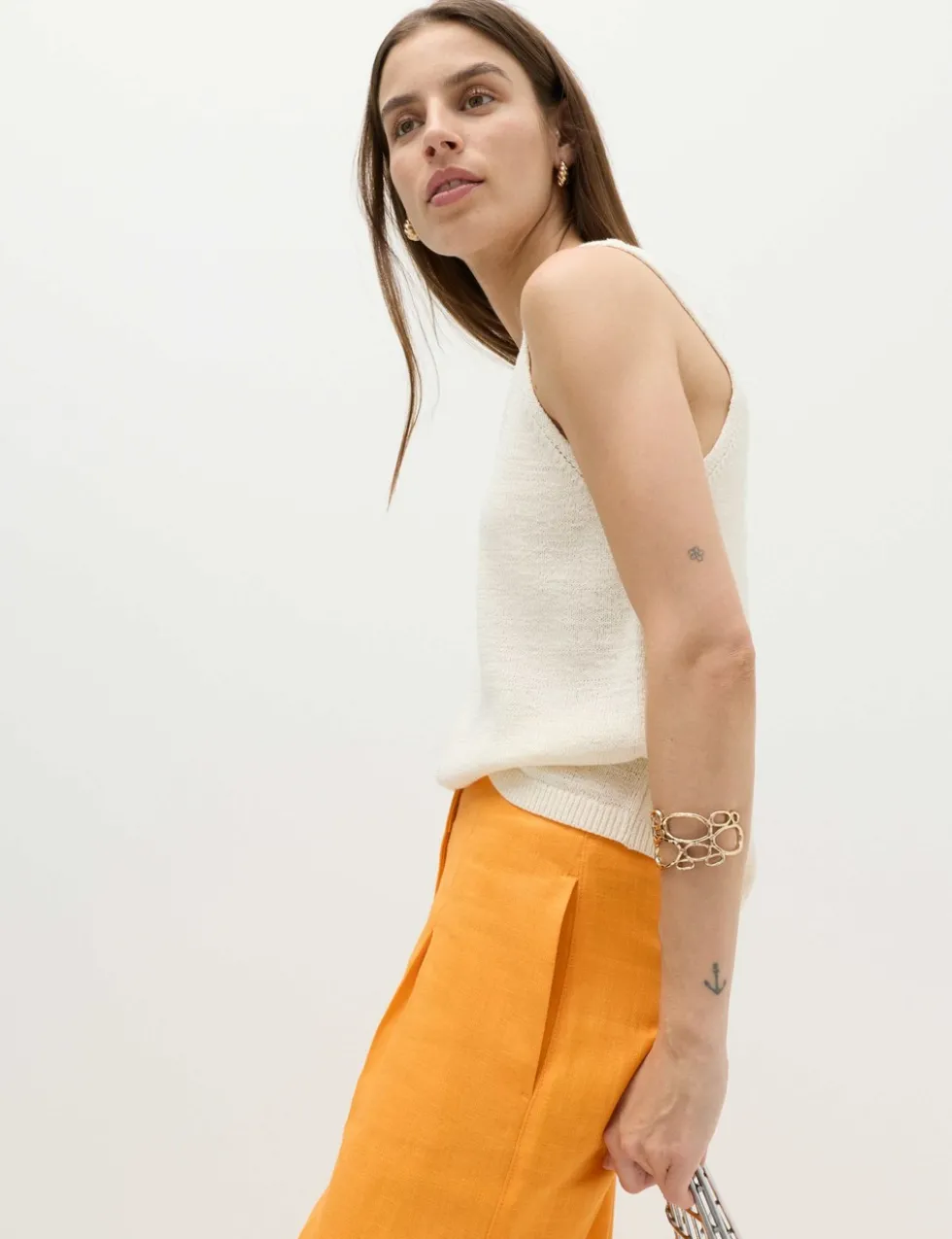 Linen Rich Tailored Wide Leg Trousers