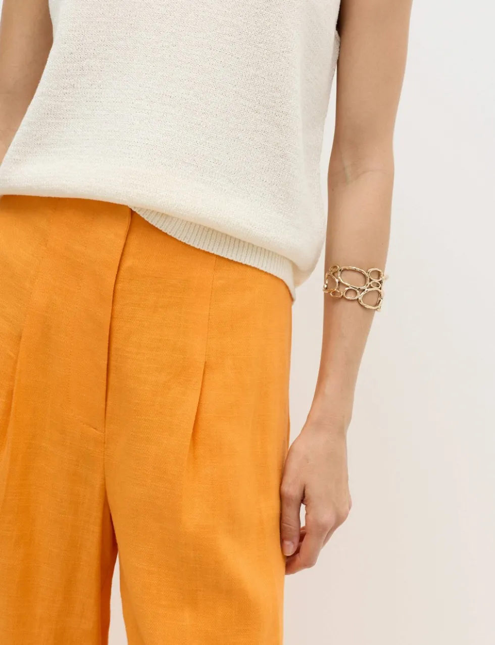 Linen Rich Tailored Wide Leg Trousers