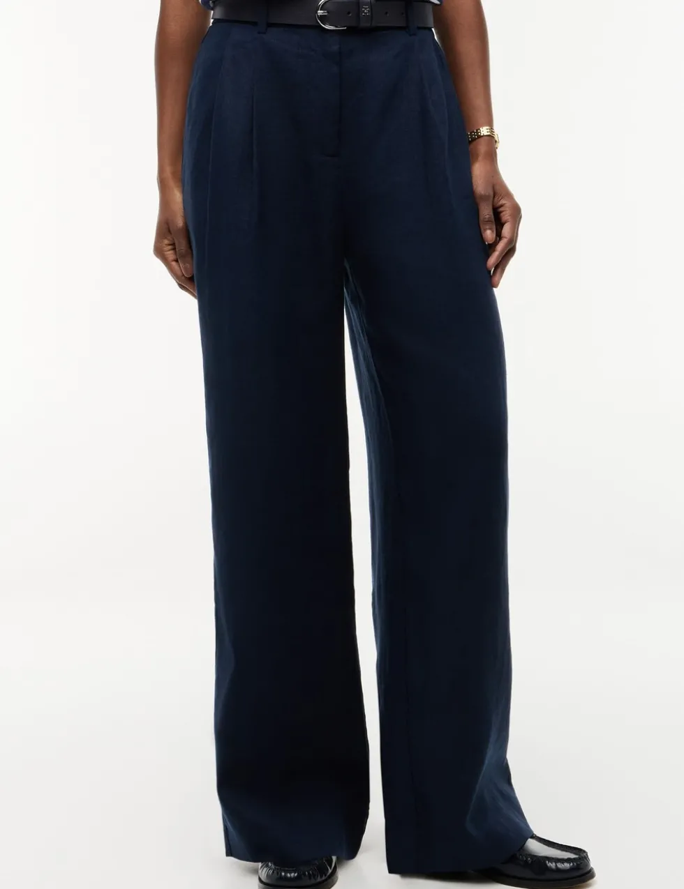 Linen Rich Tailored Wide Leg Trousers