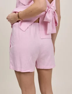Linen Rich Tie Detail Pull-On Shorts
