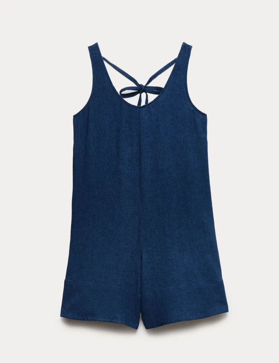 Linen Rich Tie Detail Sleeveless Volume Playsuit