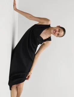 Linen Rich Tie Neck Midaxi Shift Dress