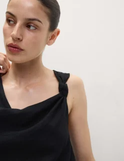 Linen Rich Tie Neck Midaxi Shift Dress