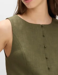 Linen Rich Twill Button Through Waistcoat