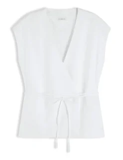 Linen Rich V-Neck Tie Detail Vest
